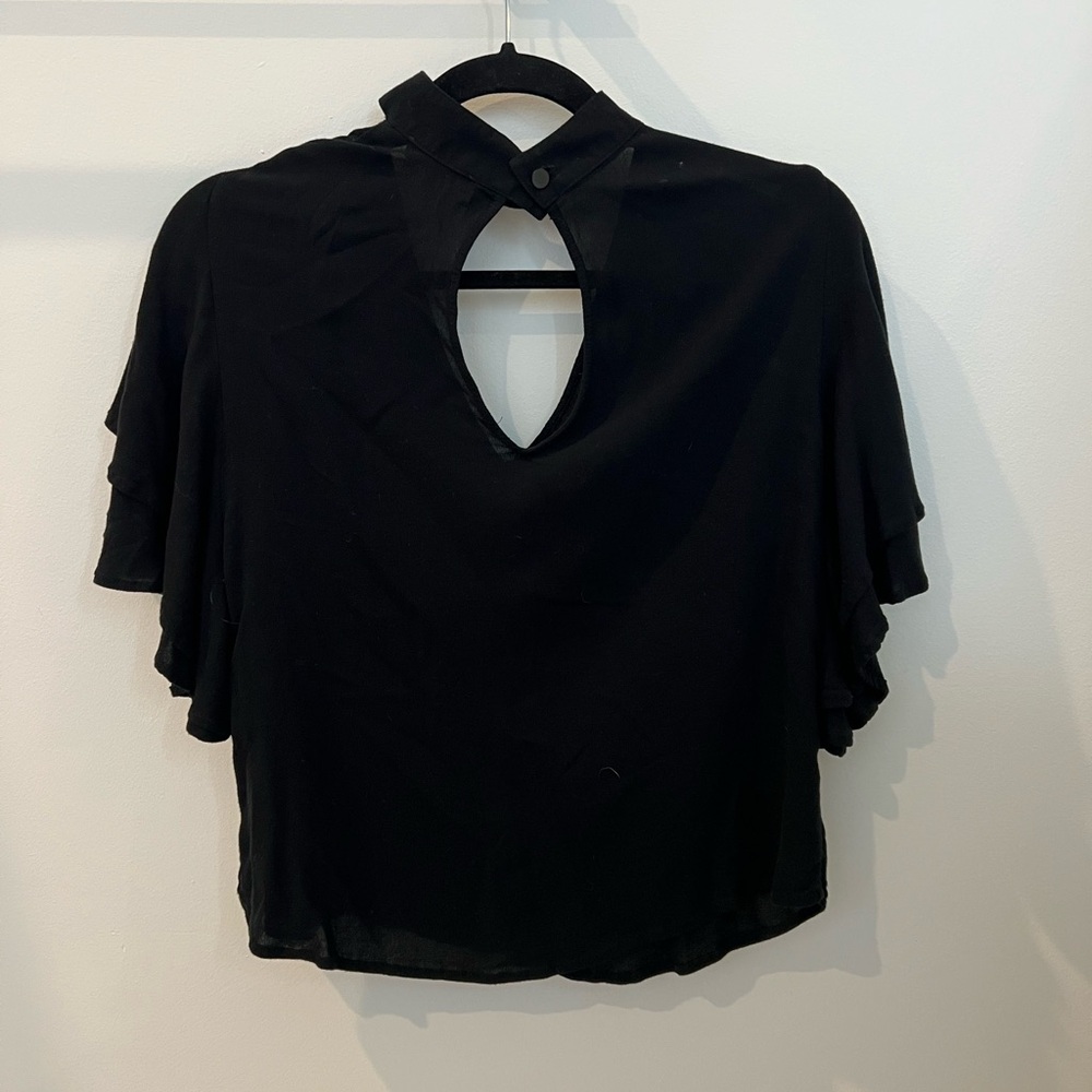 Leith Black Keyhole Blouse